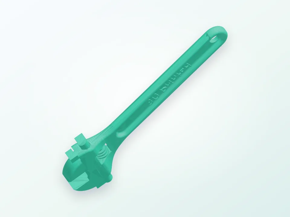 Fully assembled 3D printable wrench 3D model preview