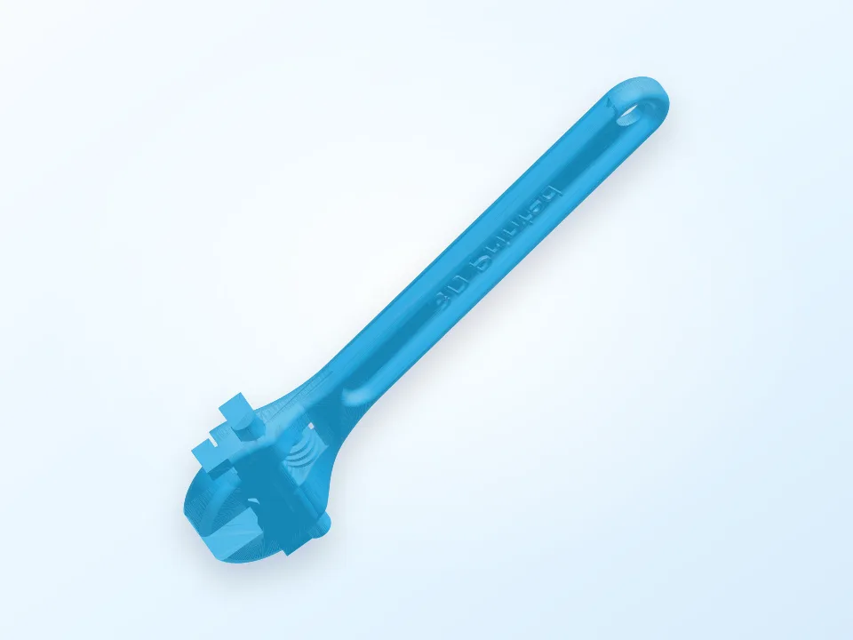 Fully assembled 3D printable wrench 3D model preview