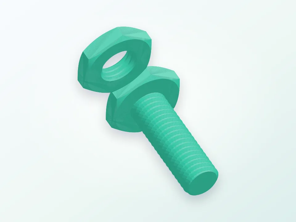 M8 Nut and Screw 3D model preview