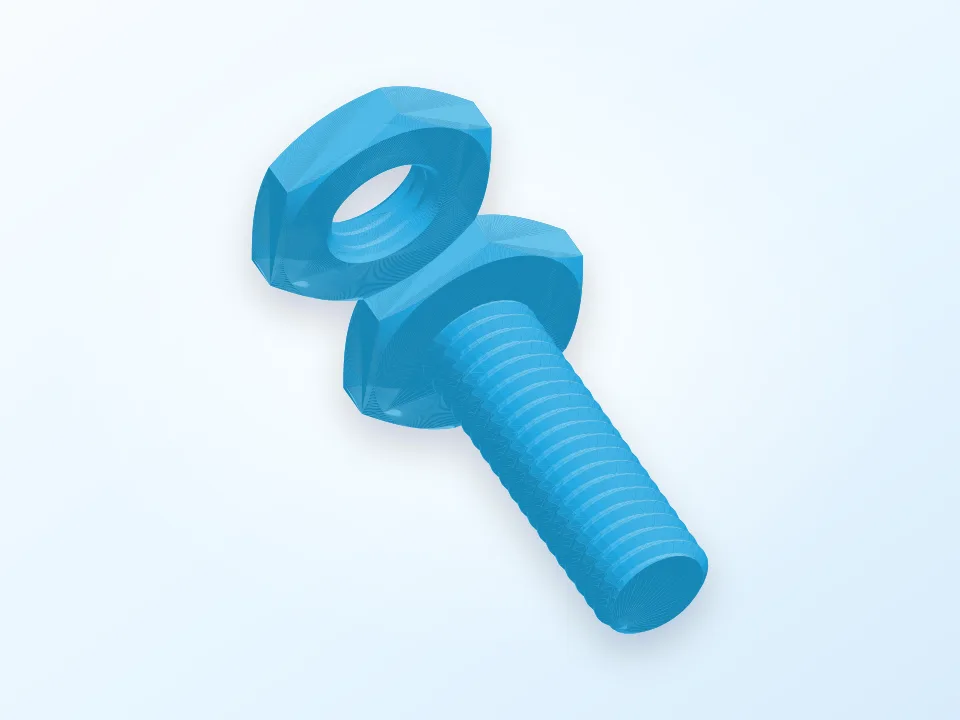 M8 Nut and Screw 3D model preview
