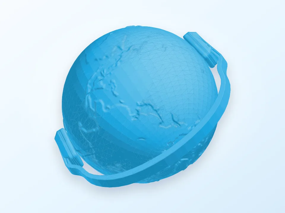 Earth with headphones 3D model preview