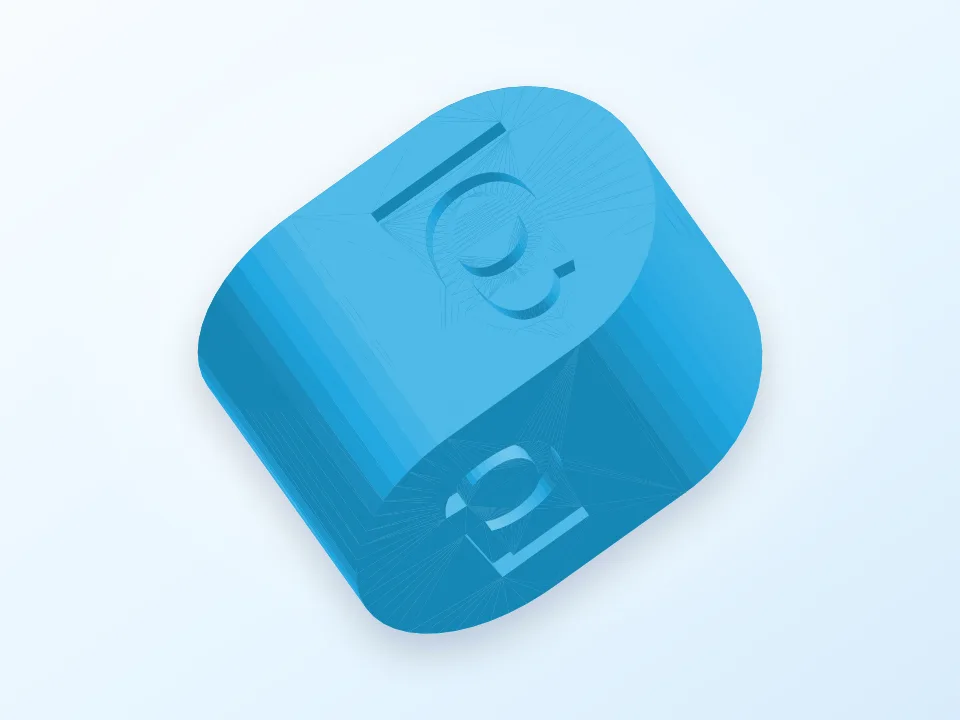 Rounded d4 die (5-8) 3D model preview