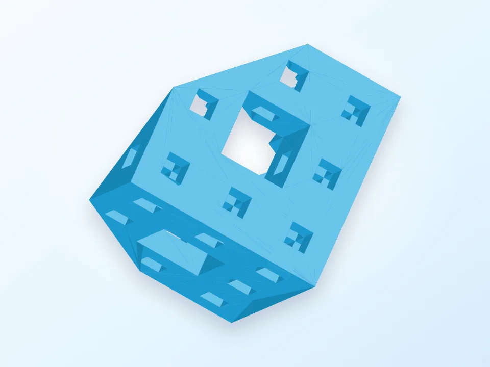 Diagonal cut Menger sponge 3D model preview