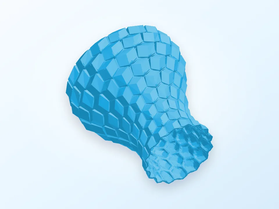 Curved honeycomb vase 3D model preview