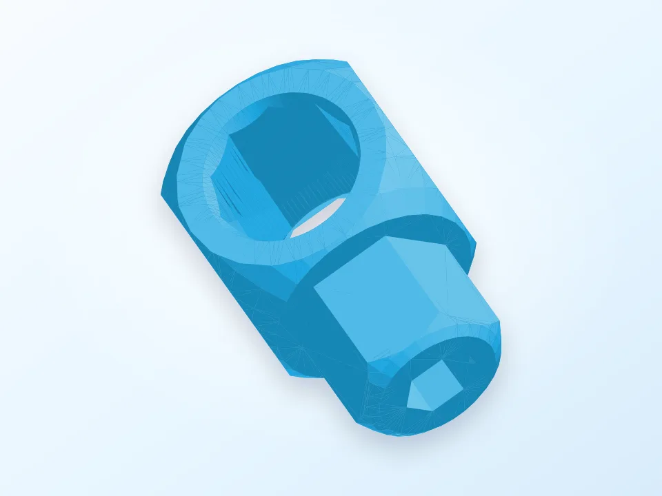 Generated 3D preview of a blue fingertip driver bit holder.