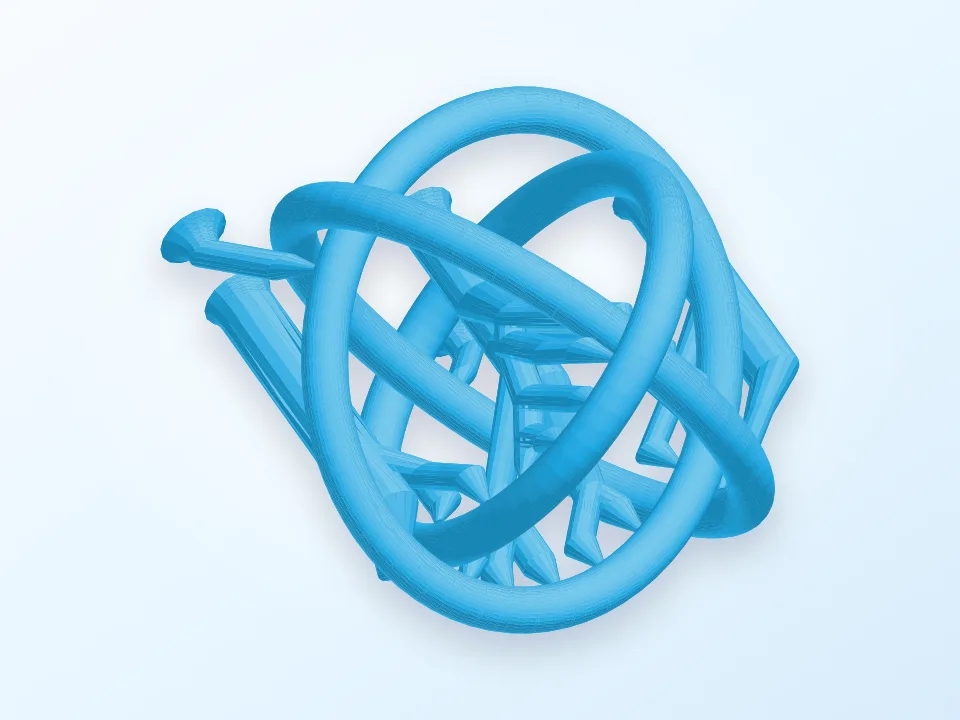 Borromean rings with Support (printable version) 3D model preview