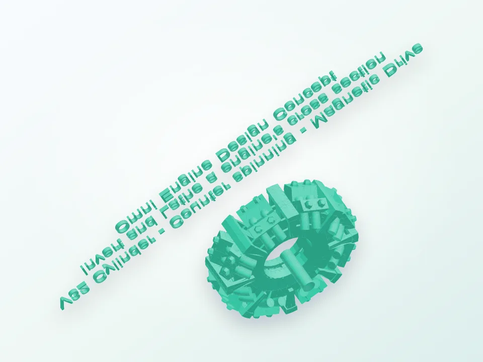 V32 Cylinder - Omni Engine Concept Design - Inverted Counter Spinning Magnetic Drive 3D model preview