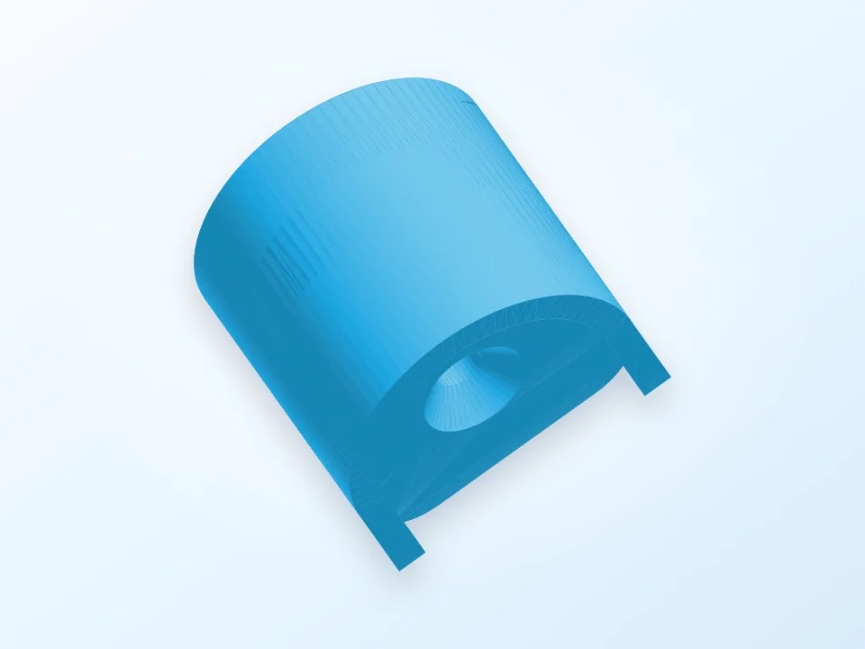 Blue 3D preview of a support bracket for a 20 mm curtain rod