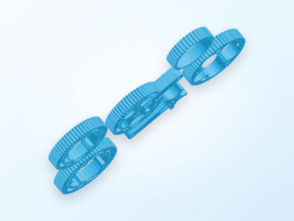 Filament Winder Handle, Crank and gear assembly 3D model preview