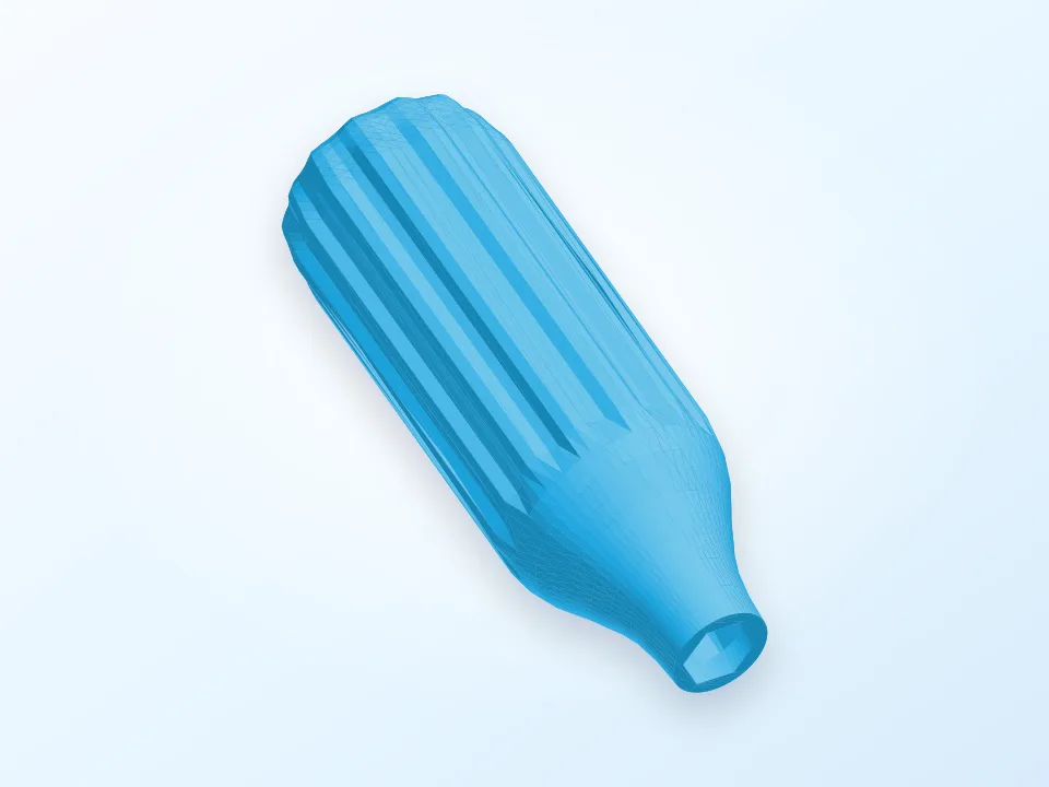 Blue 3D preview of a compact precision bit screwdriver handle