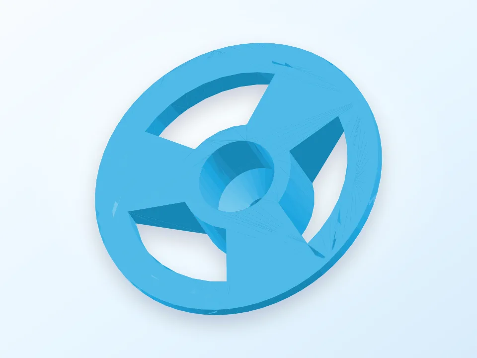 Generated 3D preview of a compact blue filament-spool holder.
