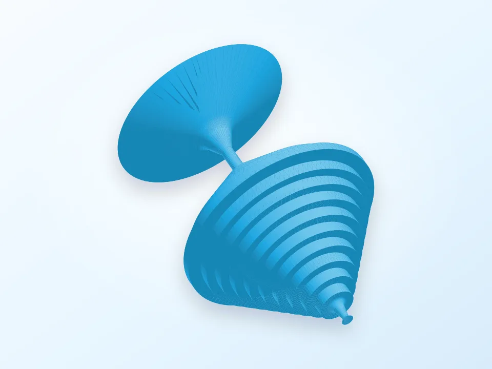 Generated 3D preview of a blue ball-and-vase magic prop.