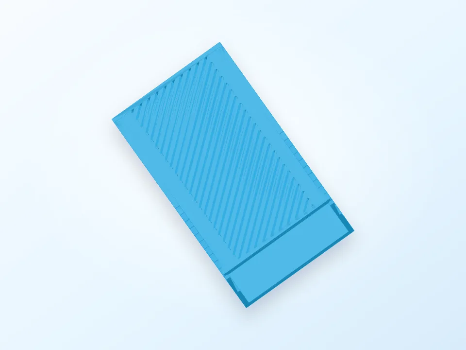 Blue 3D preview of a wall-mounted remote control holder