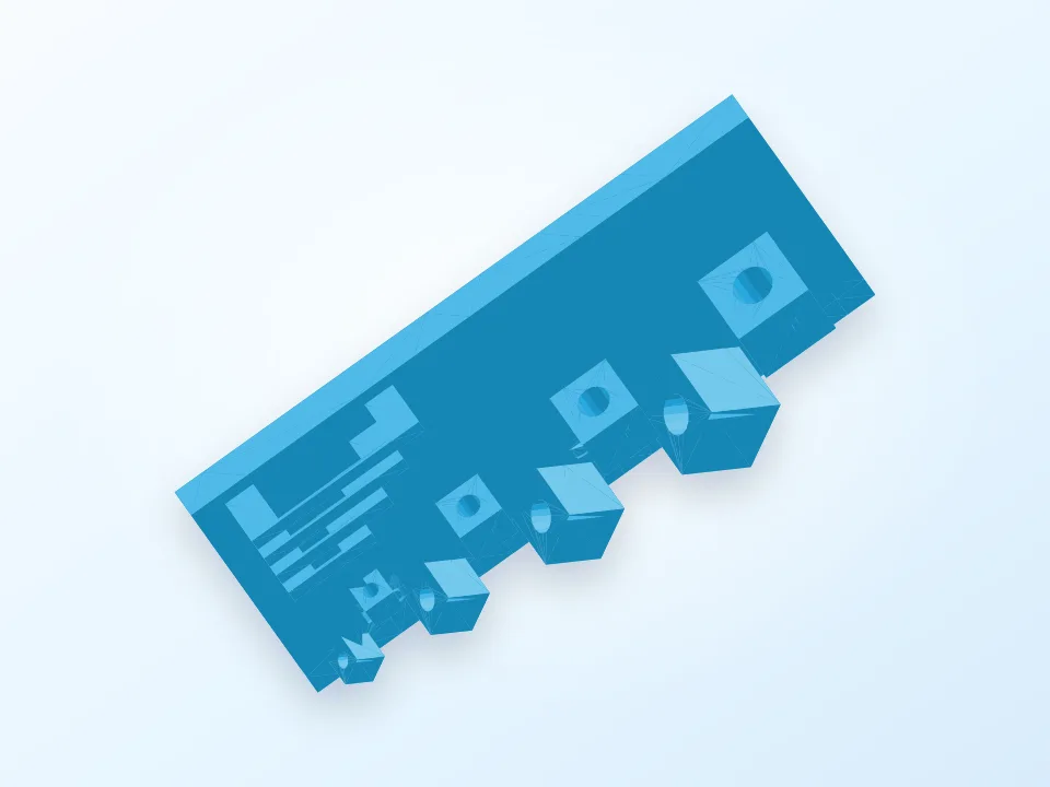 Test Object: Through Holes and overhang 3D model preview